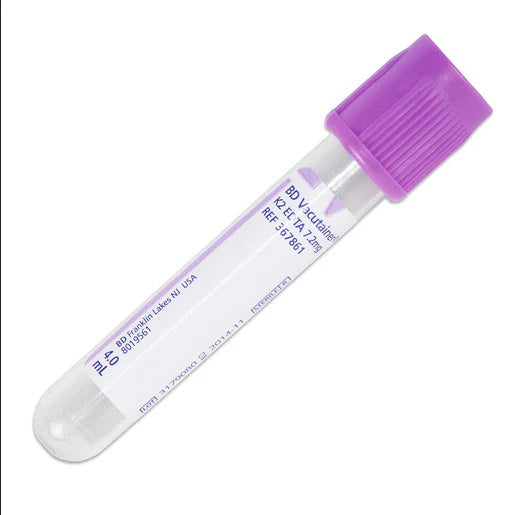 Blood Collection Tubes (K2 EDTA Lavender) - 4mL - 25 ct.