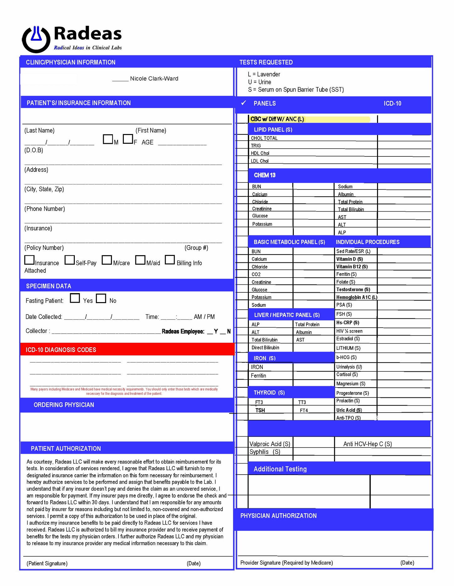 Blood Requisition Forms - 100 ct.