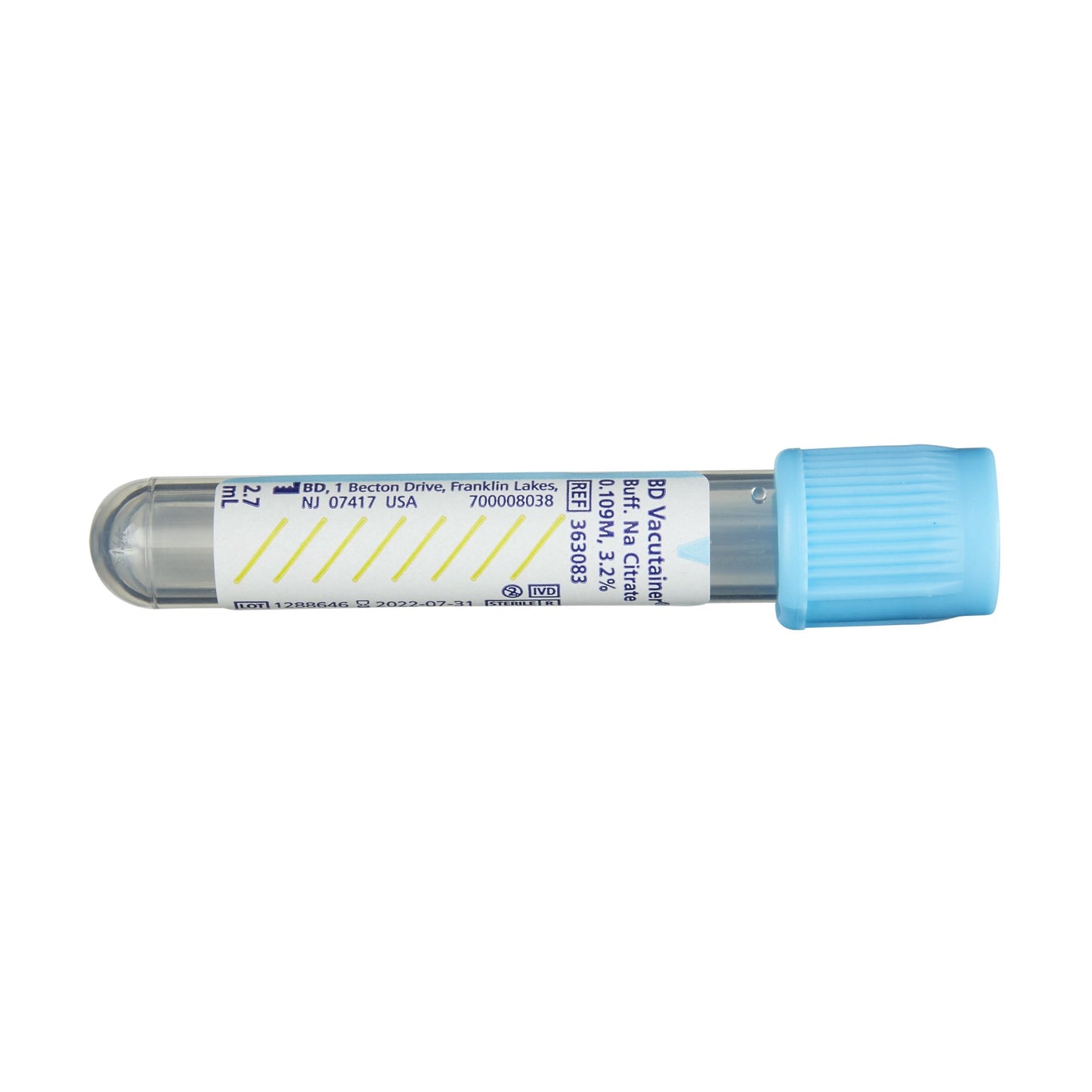 BD Vacutainer Sodium Citrate Additive Tube (#363083 - Light Blue) - 10 pk.