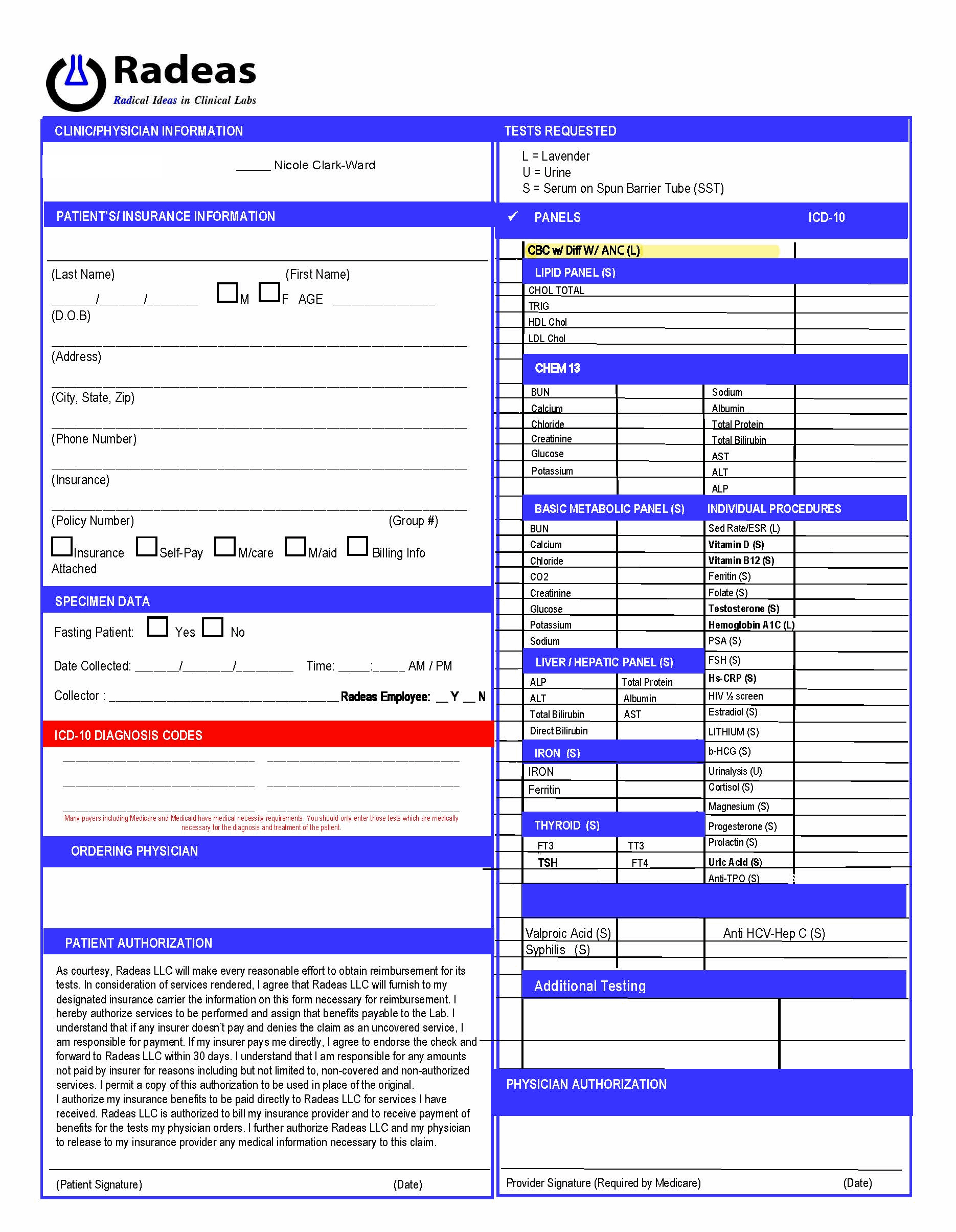 Blood Requisition Forms - 100 ct.