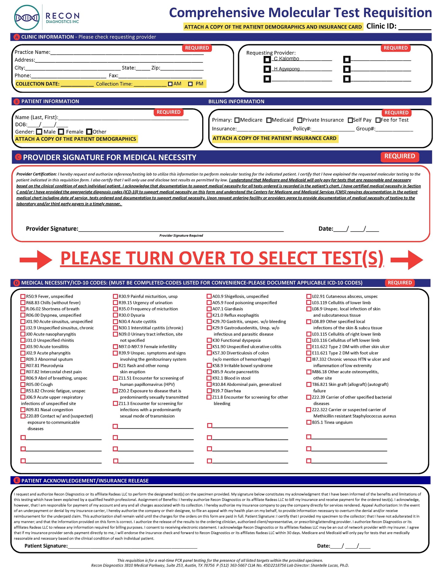 ReconDx Req Forms - 10 ct.